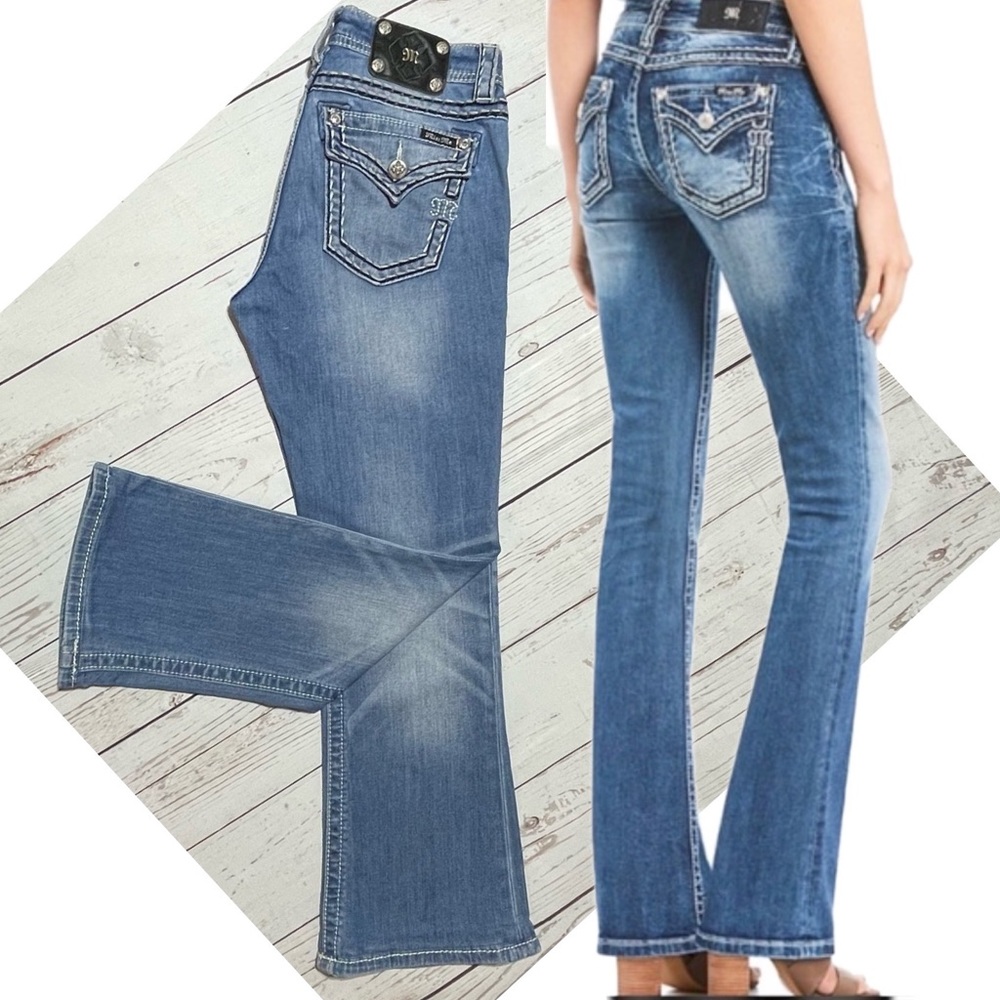 Miss Me Loose Saddle Stitching Bootcut Jeans
